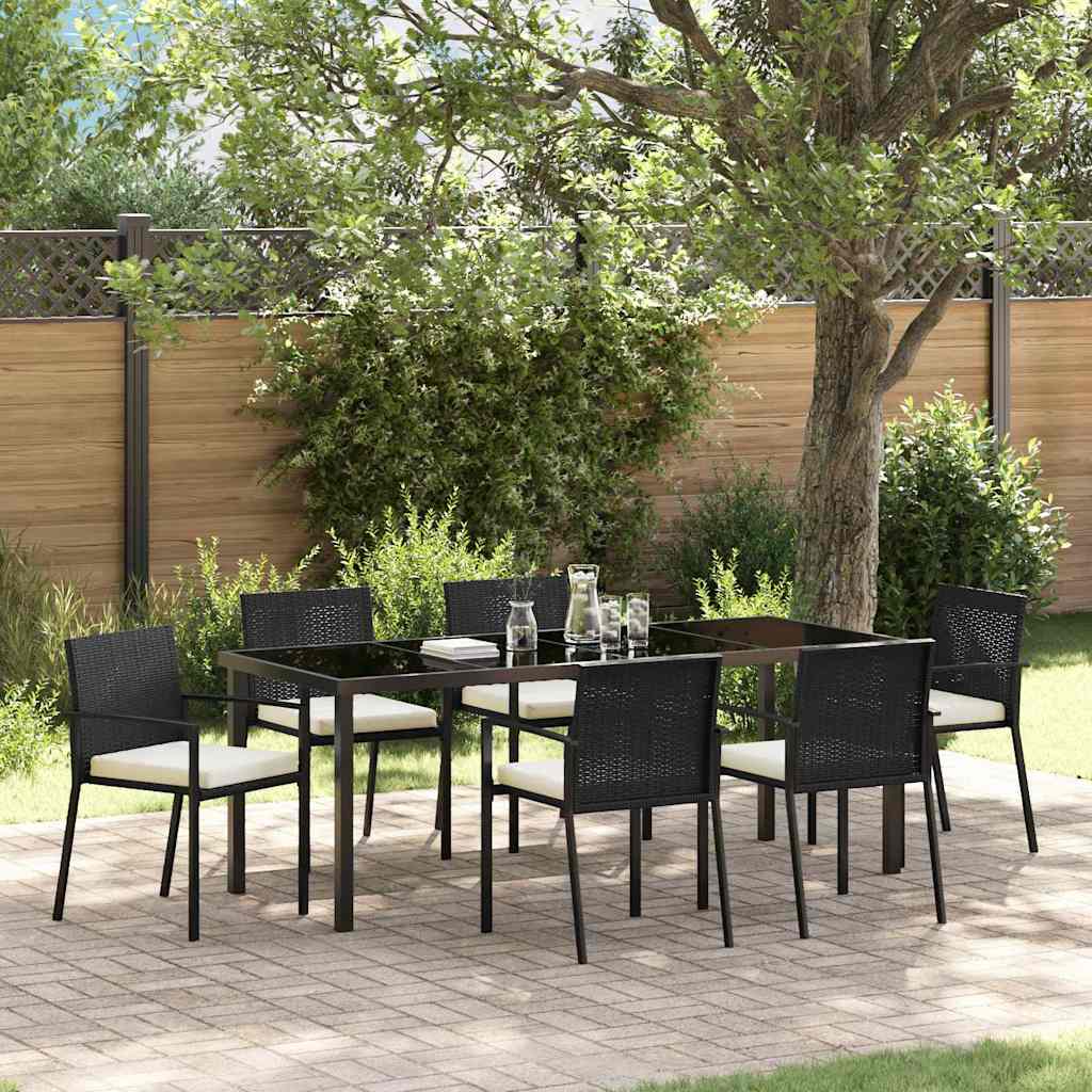 Garten Essgruppe 7 pcs Schwarz Pulverbeschichteter Stahl