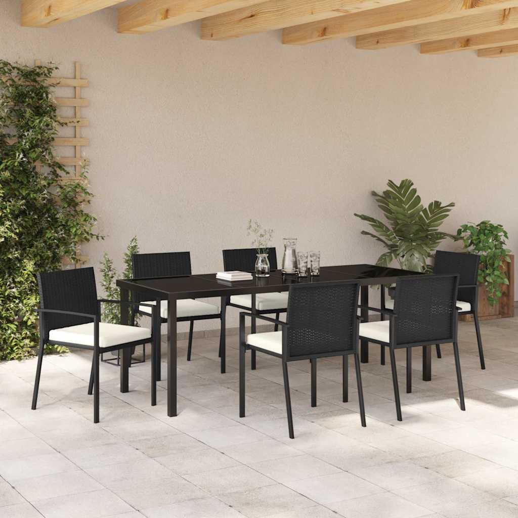 Garten Essgruppe 7 pcs Schwarz Pulverbeschichteter Stahl