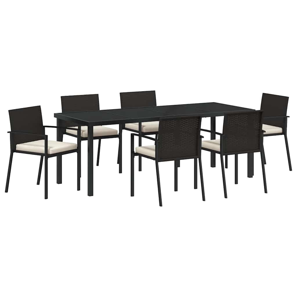 Garten Essgruppe 7 pcs Schwarz Pulverbeschichteter Stahl