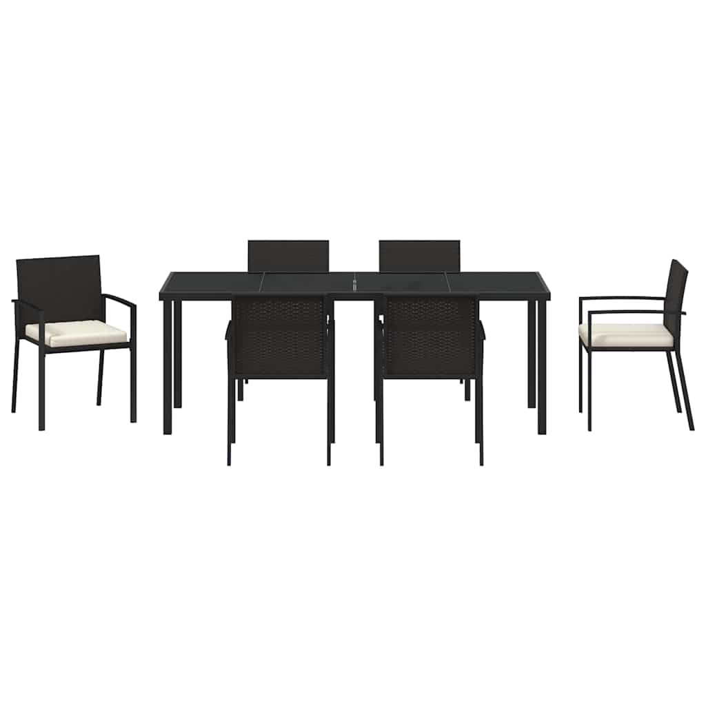 Garten Essgruppe 7 pcs Schwarz Pulverbeschichteter Stahl
