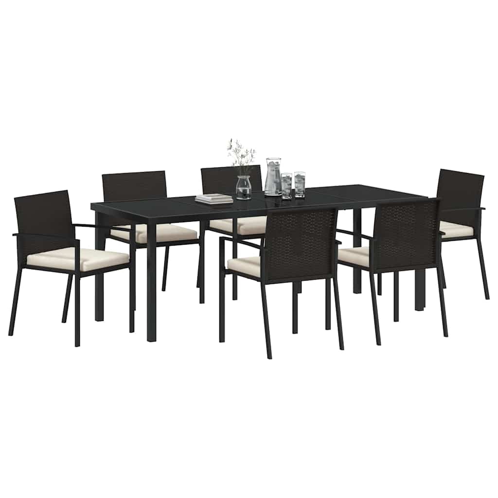 Garten Essgruppe 7 pcs Schwarz Pulverbeschichteter Stahl