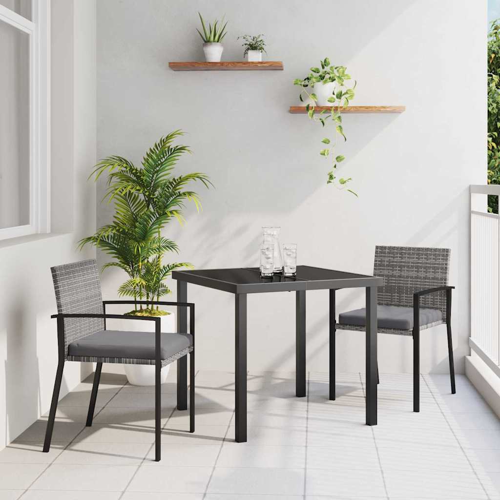 Garten Essgruppe 3 pcs Grau Pulverbeschichteter Stahl