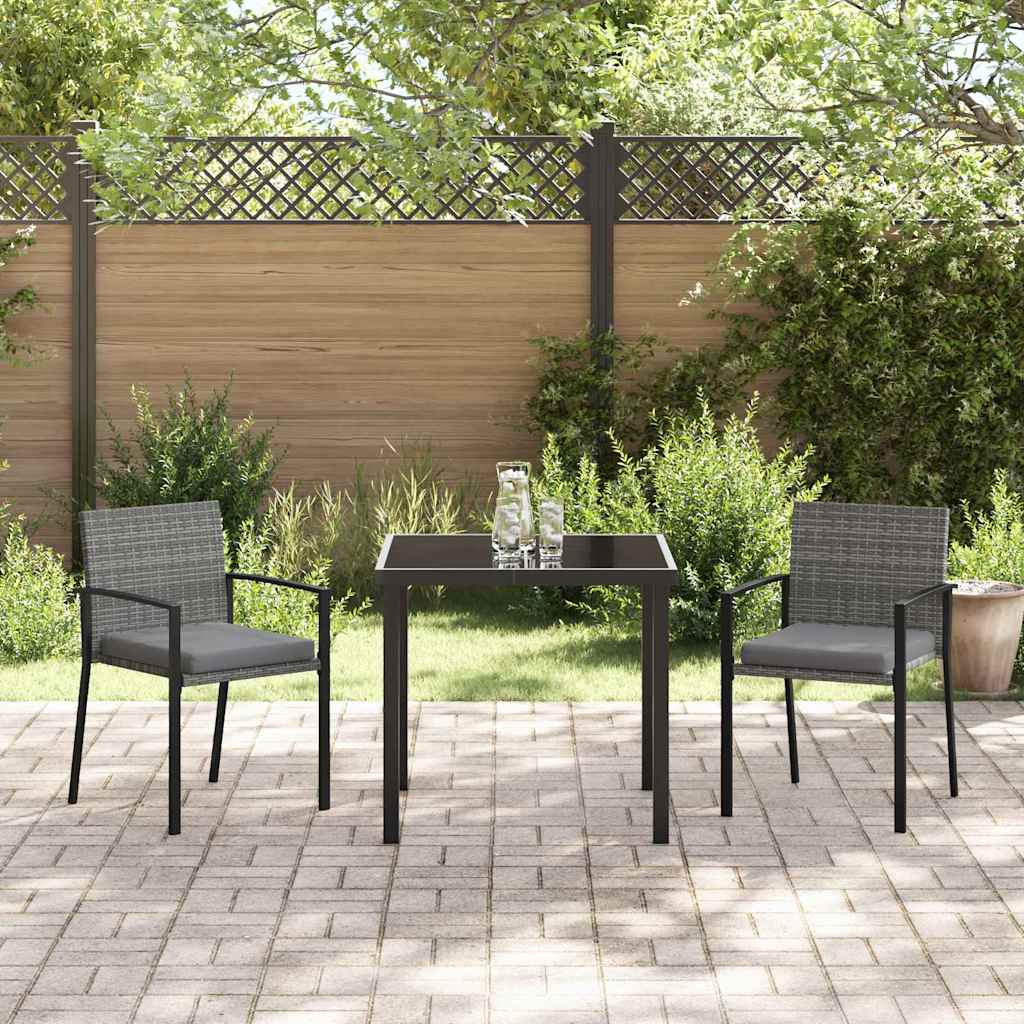 Garten Essgruppe 3 pcs Grau Pulverbeschichteter Stahl
