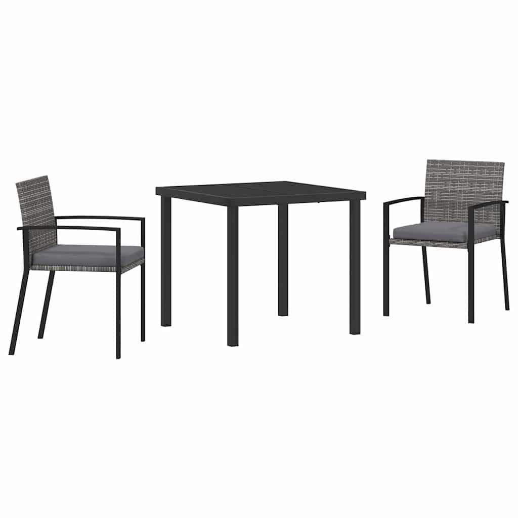 Garten Essgruppe 3 pcs Grau Pulverbeschichteter Stahl