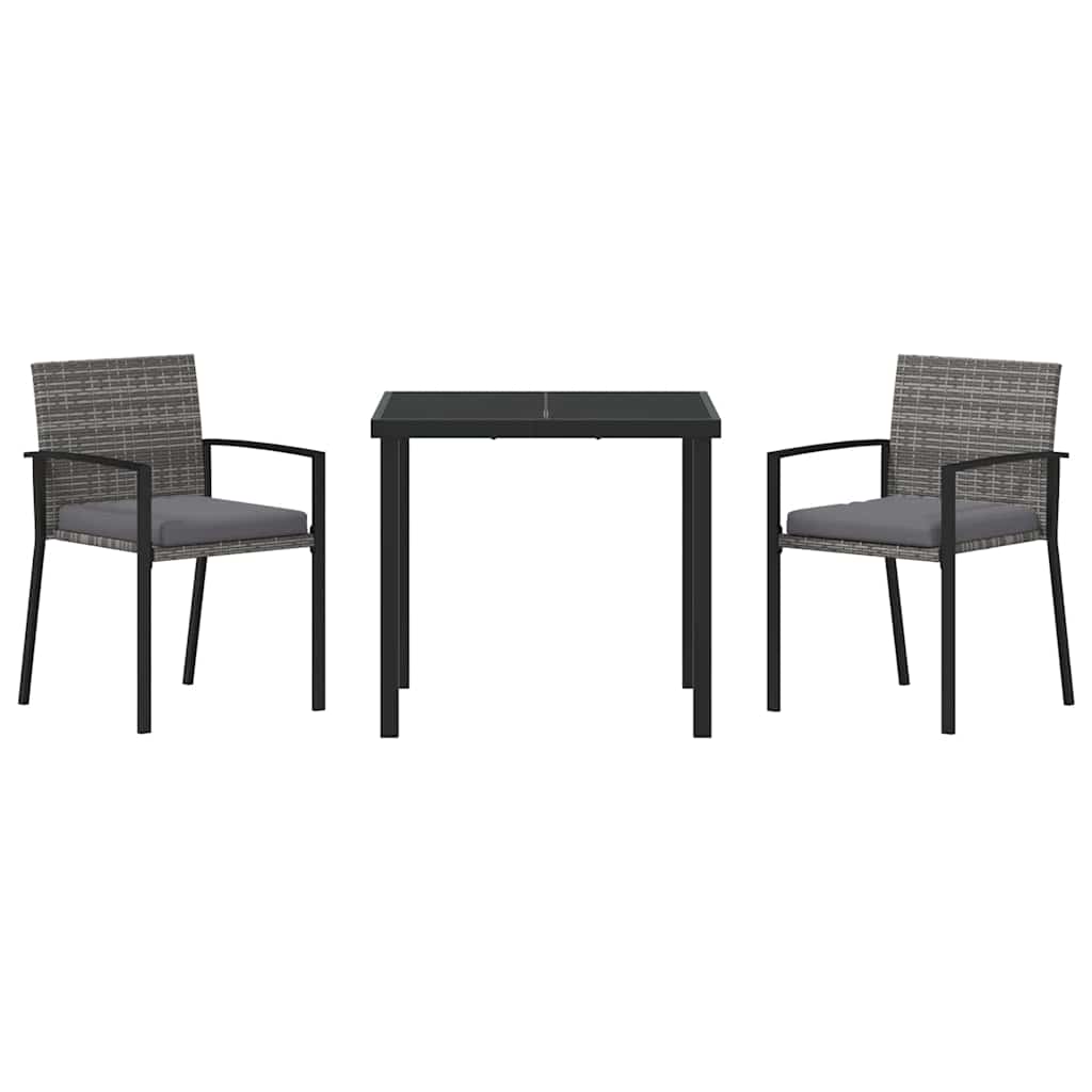 Garten Essgruppe 3 pcs Grau Pulverbeschichteter Stahl