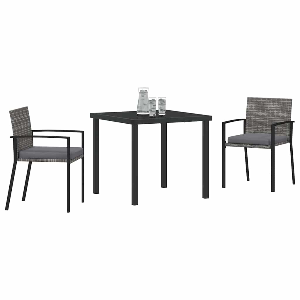 Garten Essgruppe 3 pcs Grau Pulverbeschichteter Stahl