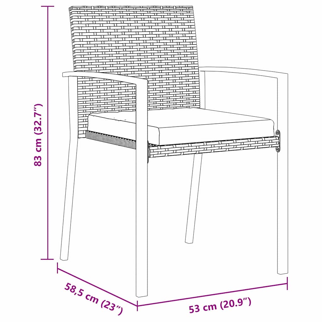 Garten Essgruppe 3 pcs Grau Pulverbeschichteter Stahl