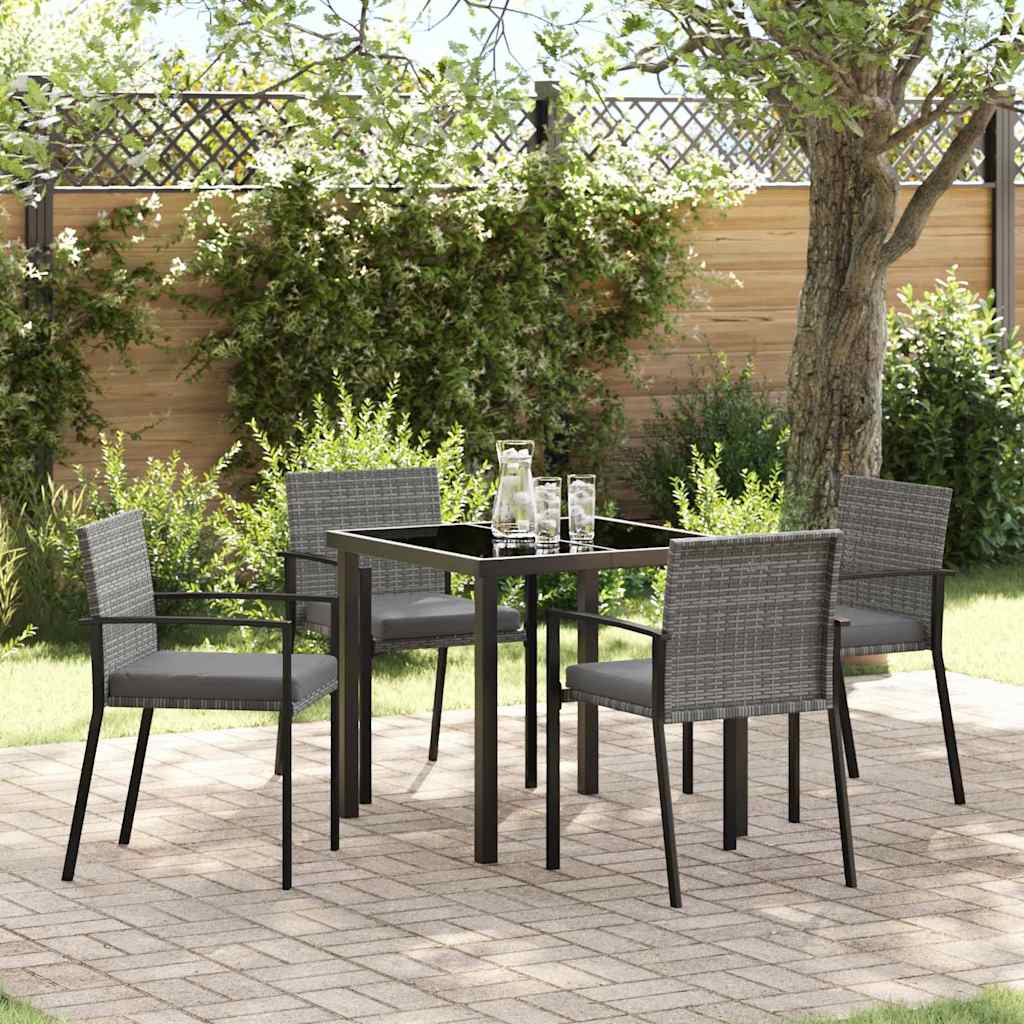 Garten Essgruppe 5 pcs Grau Pulverbeschichteter Stahl