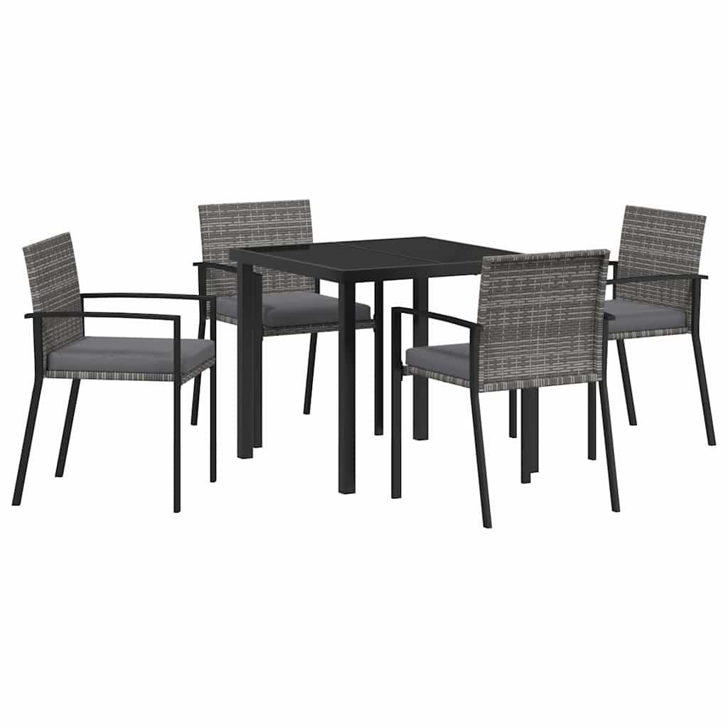 Garten Essgruppe 5 pcs Grau Pulverbeschichteter Stahl