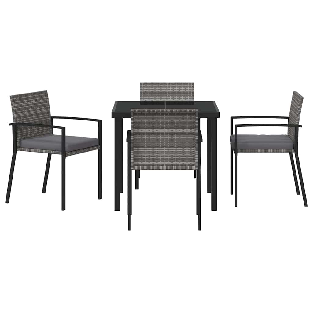 Garten Essgruppe 5 pcs Grau Pulverbeschichteter Stahl