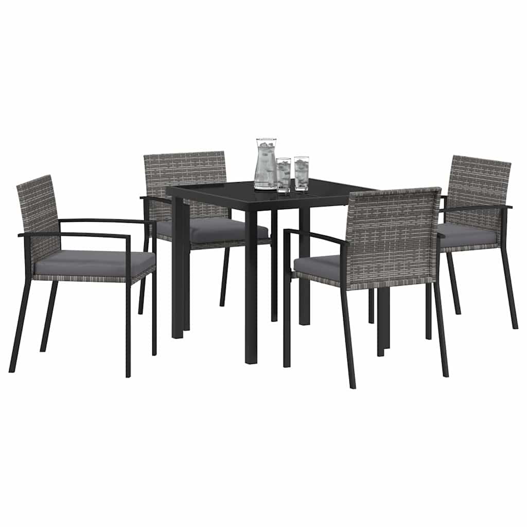 Garten Essgruppe 5 pcs Grau Pulverbeschichteter Stahl