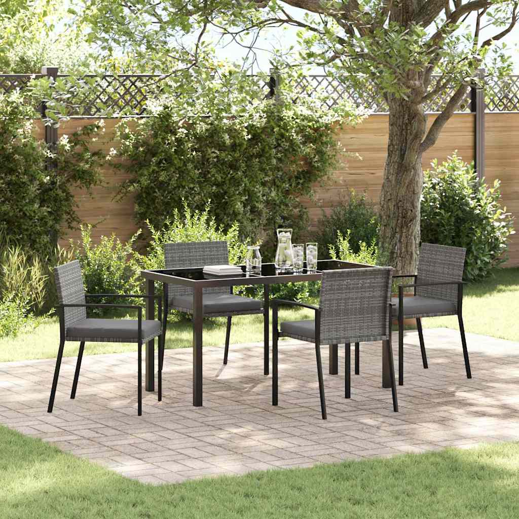 Garten Essgruppe 5 pcs Grau Pulverbeschichteter Stahl