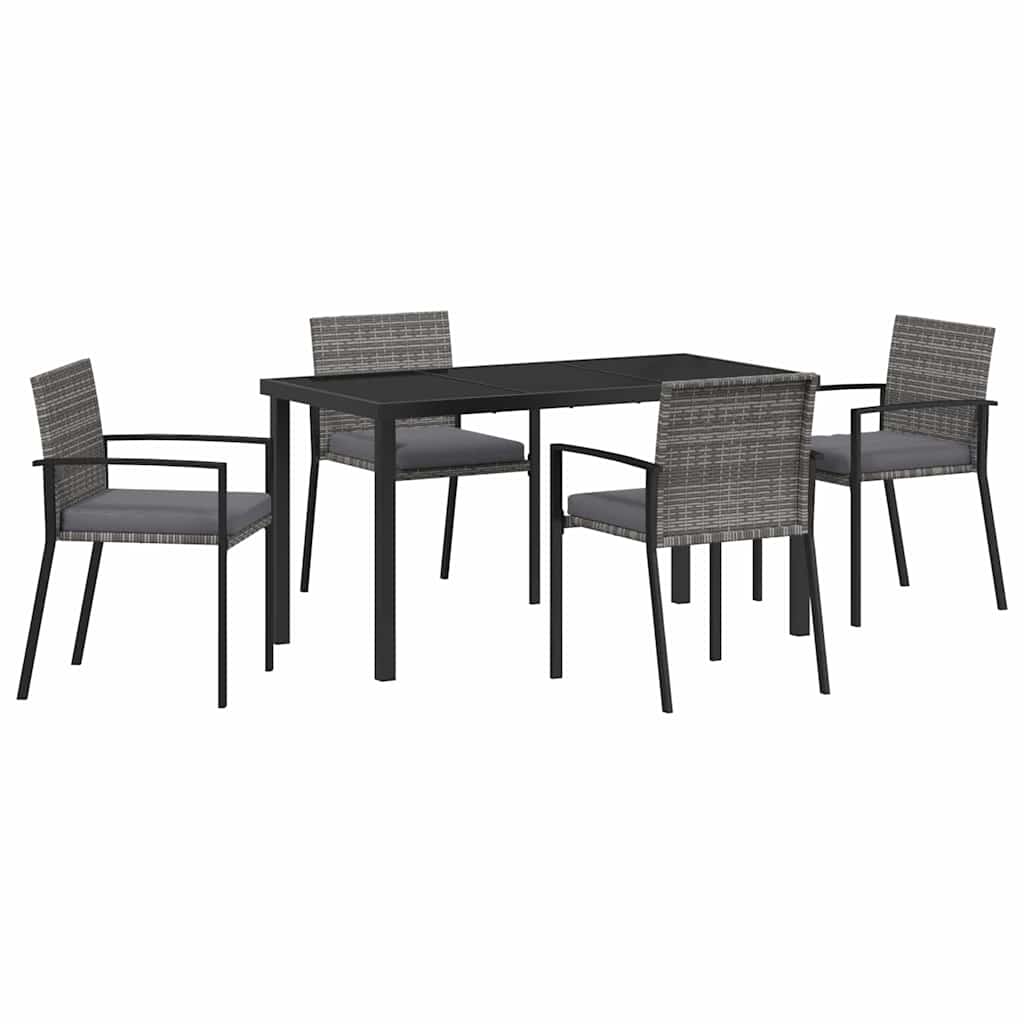 Garten Essgruppe 5 pcs Grau Pulverbeschichteter Stahl