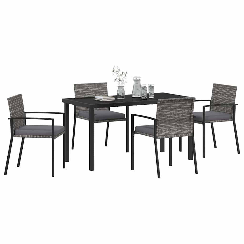 Garten Essgruppe 5 pcs Grau Pulverbeschichteter Stahl