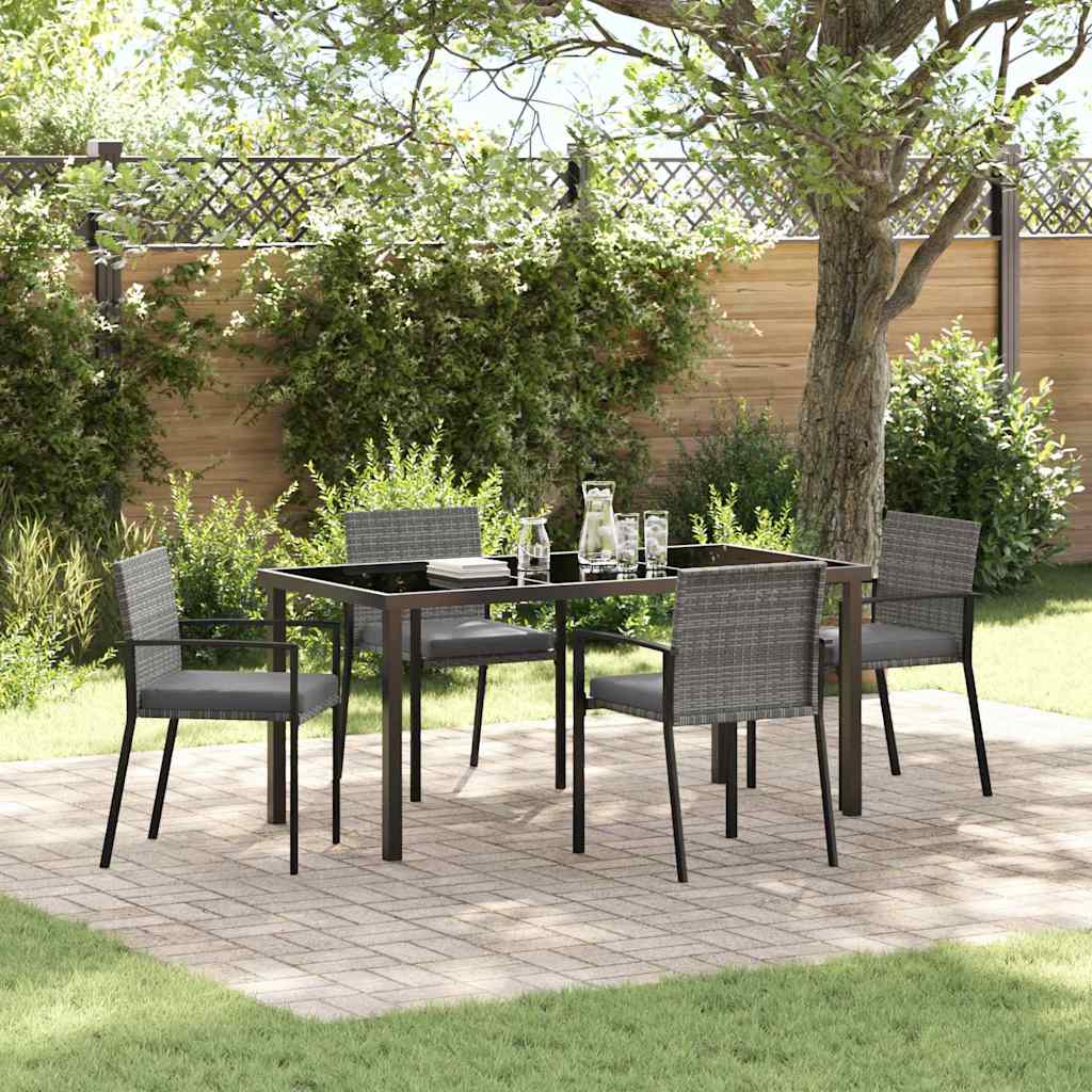 Garten Essgruppe 5 pcs Grau Pulverbeschichteter Stahl