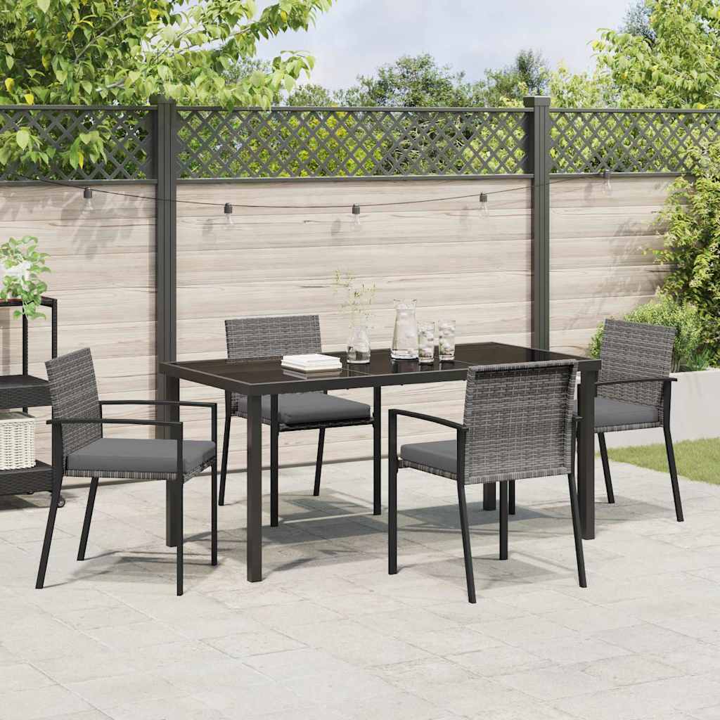 Garten Essgruppe 5 pcs Grau Pulverbeschichteter Stahl