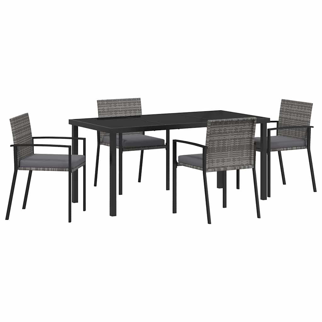Garten Essgruppe 5 pcs Grau Pulverbeschichteter Stahl