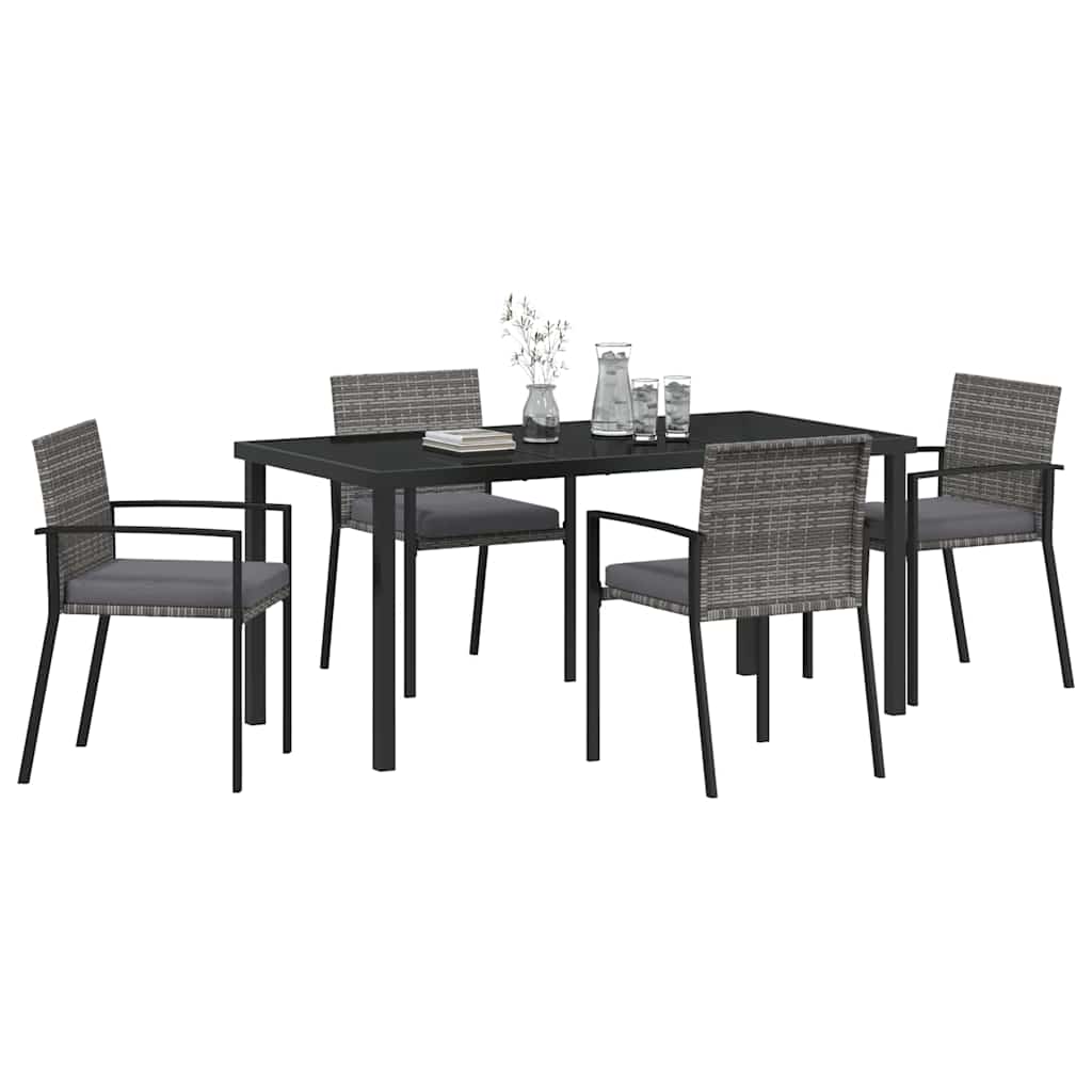 Garten Essgruppe 5 pcs Grau Pulverbeschichteter Stahl