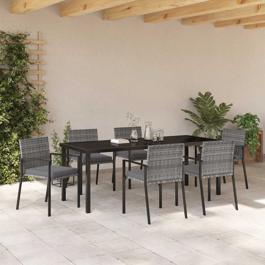 Garten Essgruppe 6 pcs Grau Pulverbeschichteter Stahl