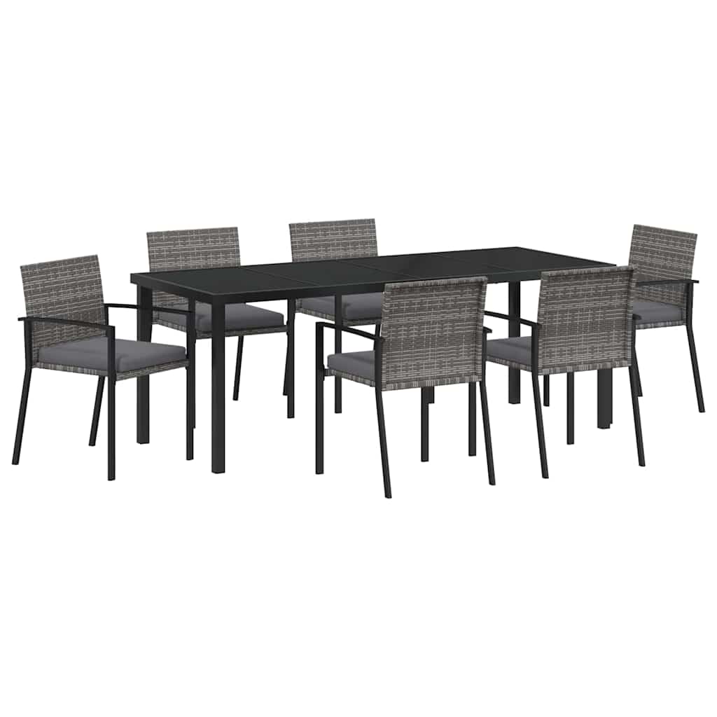 Garten Essgruppe 6 pcs Grau Pulverbeschichteter Stahl