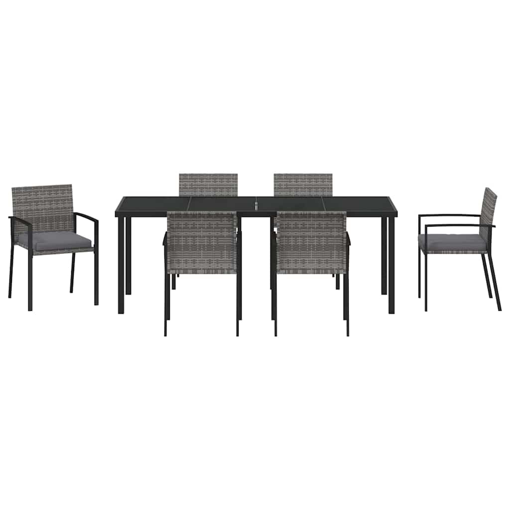 Garten Essgruppe 6 pcs Grau Pulverbeschichteter Stahl
