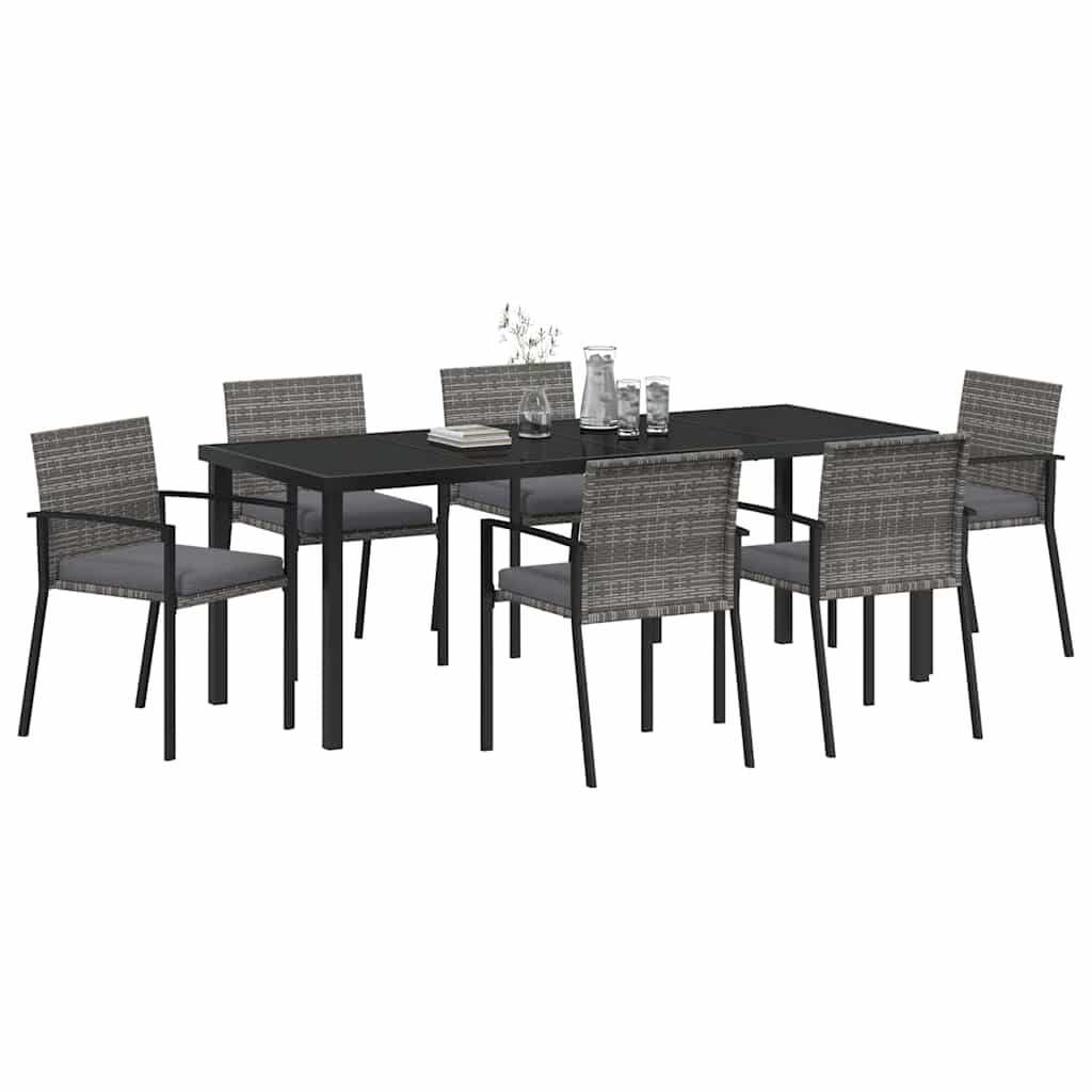 Garten Essgruppe 6 pcs Grau Pulverbeschichteter Stahl