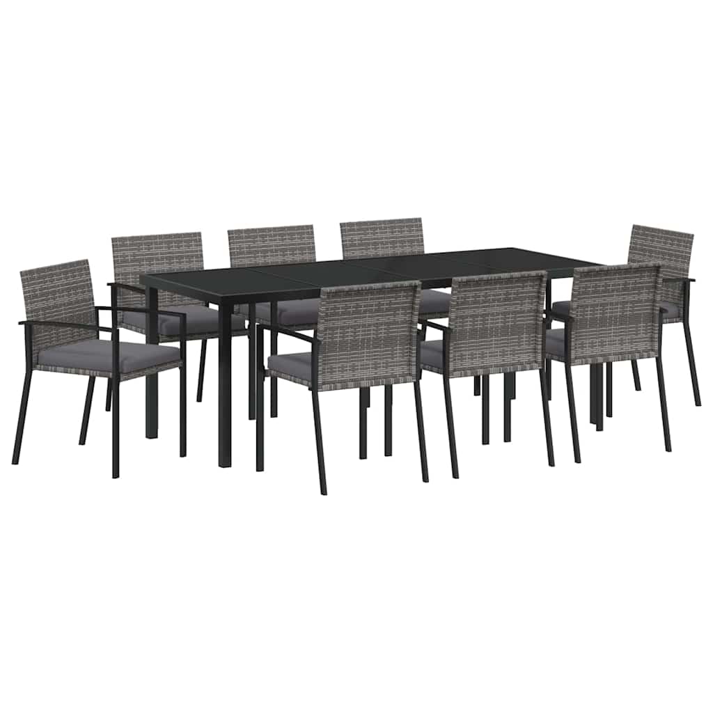 Garten Essgruppe 9 pcs Grau Pulverbeschichteter Stahl