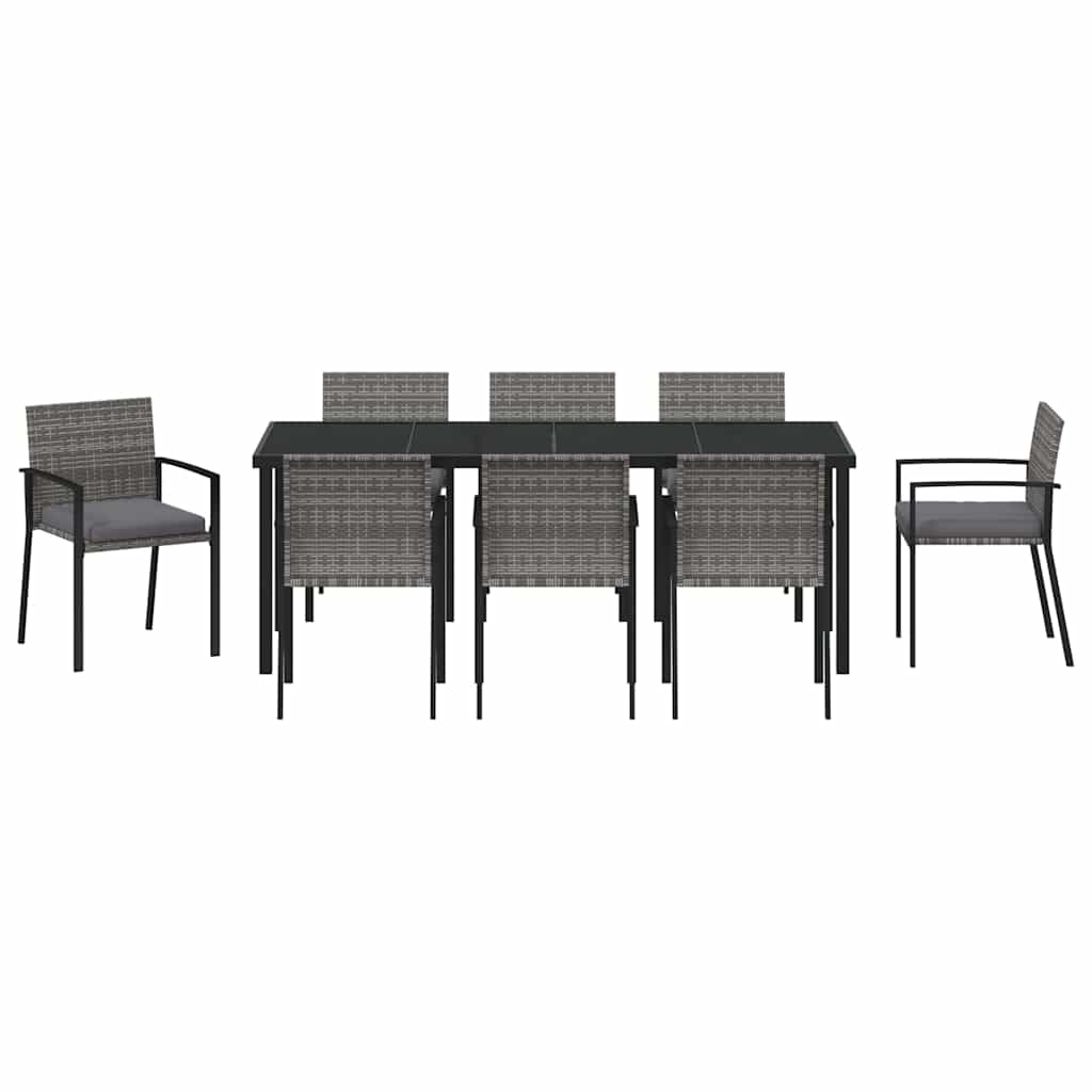 Garten Essgruppe 9 pcs Grau Pulverbeschichteter Stahl