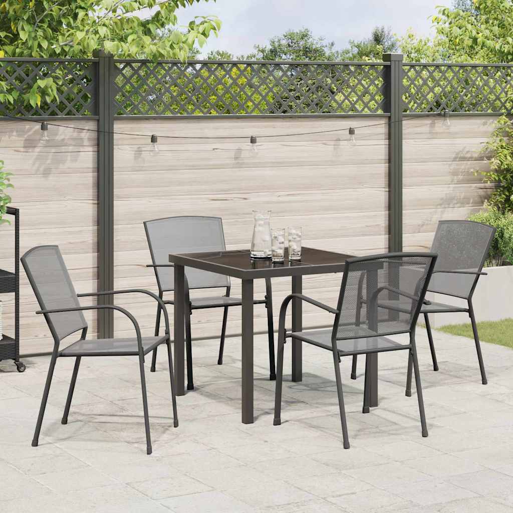 Garten Essgruppe 5 pcs Anthrazit Pulverbeschichteter Stahl