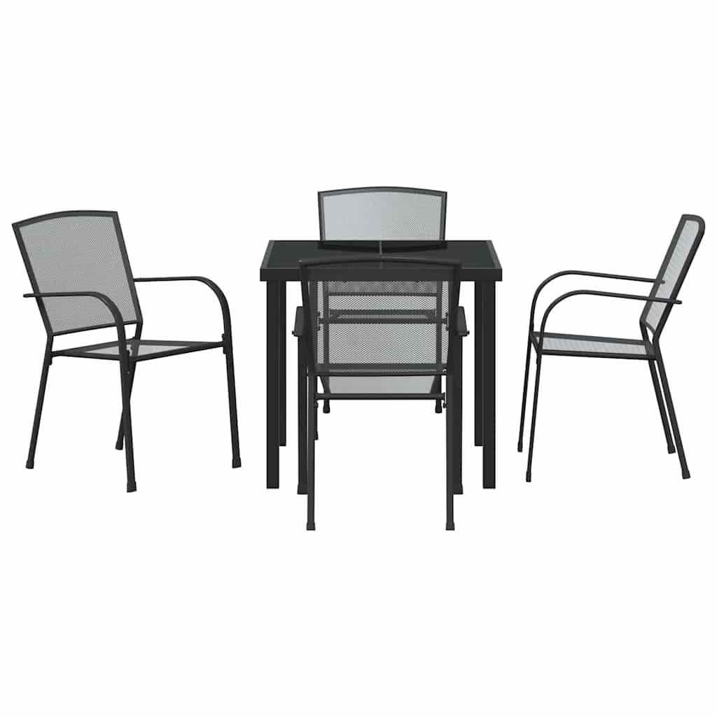 Garten Essgruppe 5 pcs Anthrazit Pulverbeschichteter Stahl