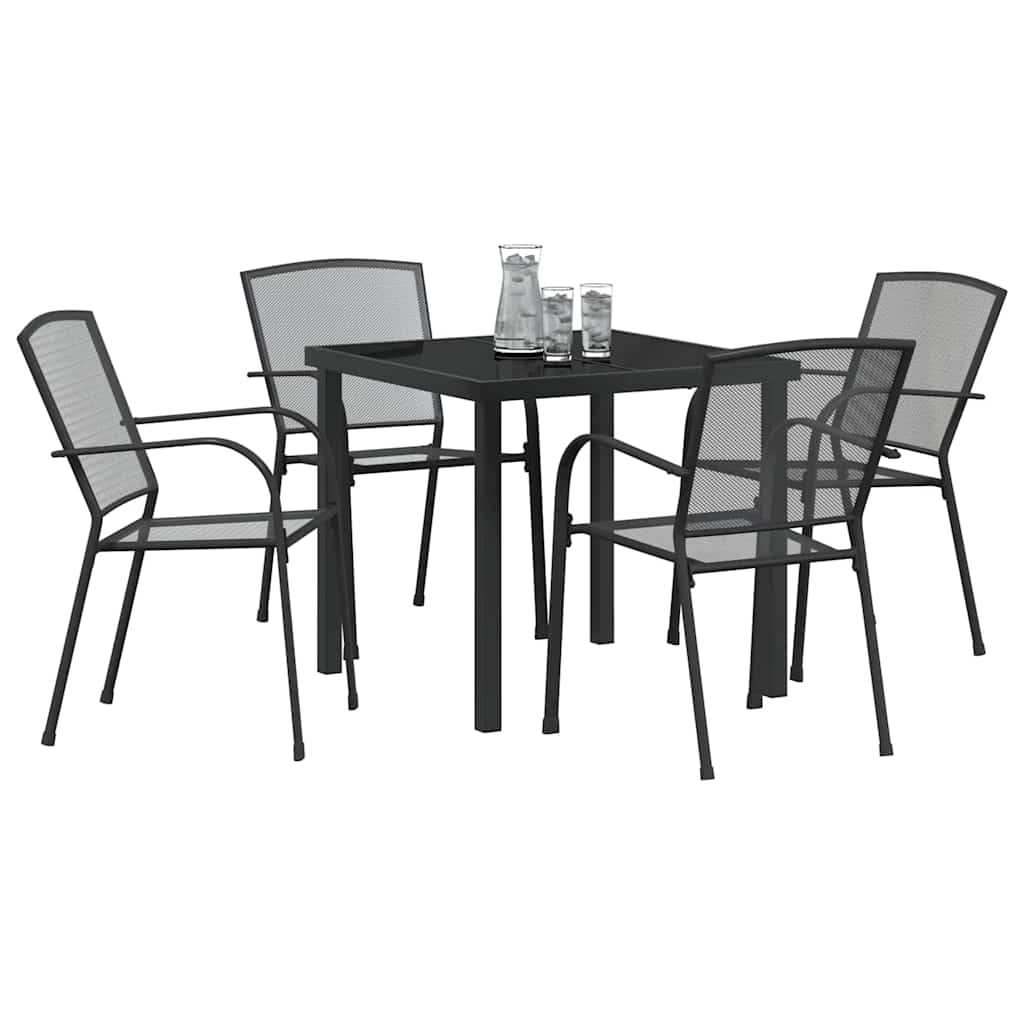 Garten Essgruppe 5 pcs Anthrazit Pulverbeschichteter Stahl