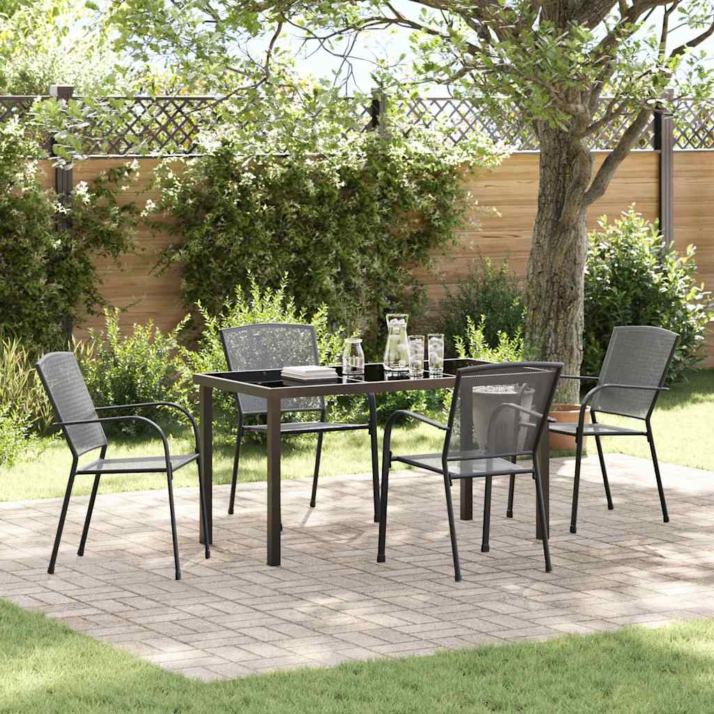 Garten Essgruppe 5 pcs Anthrazit Pulverbeschichteter Stahl