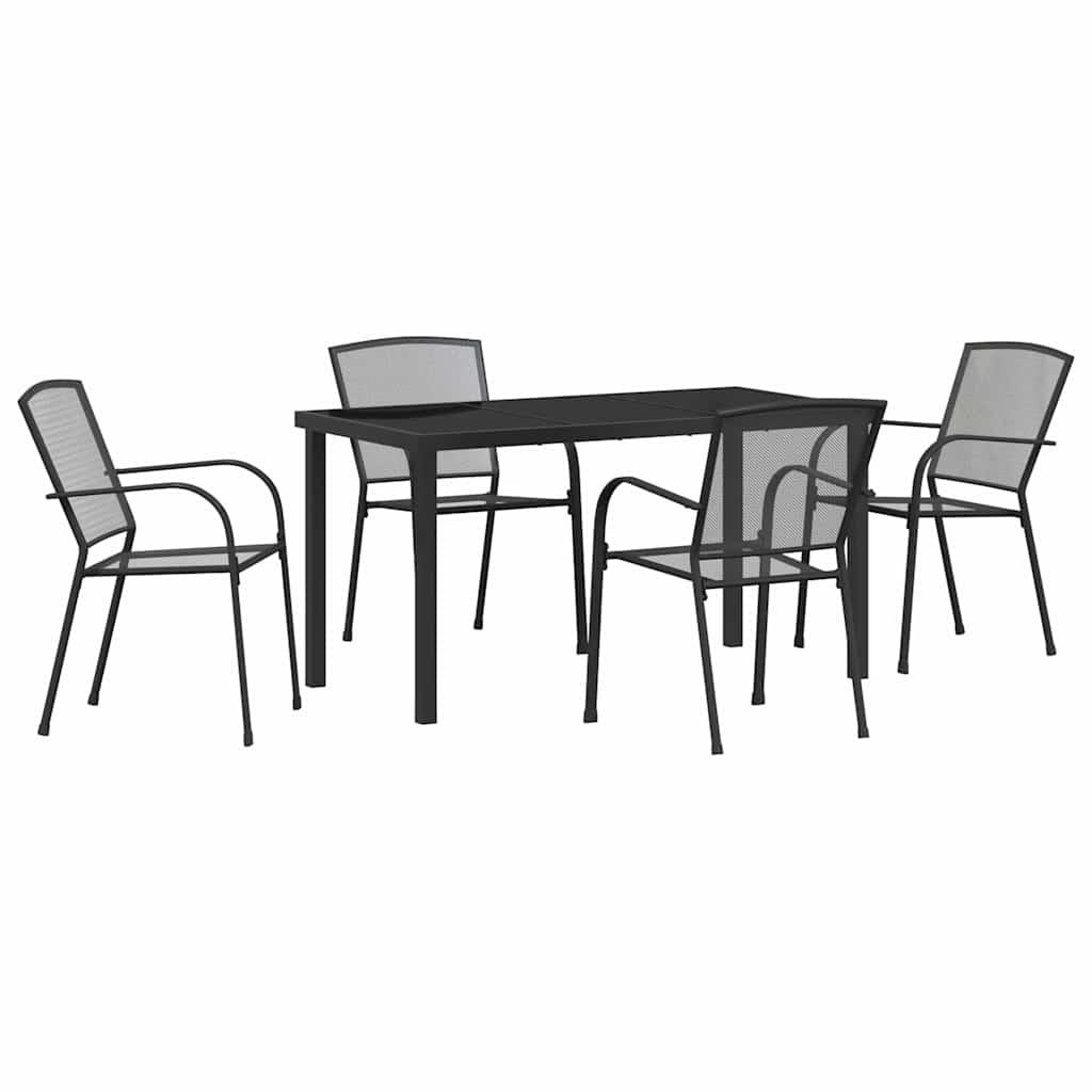 Garten Essgruppe 5 pcs Anthrazit Pulverbeschichteter Stahl