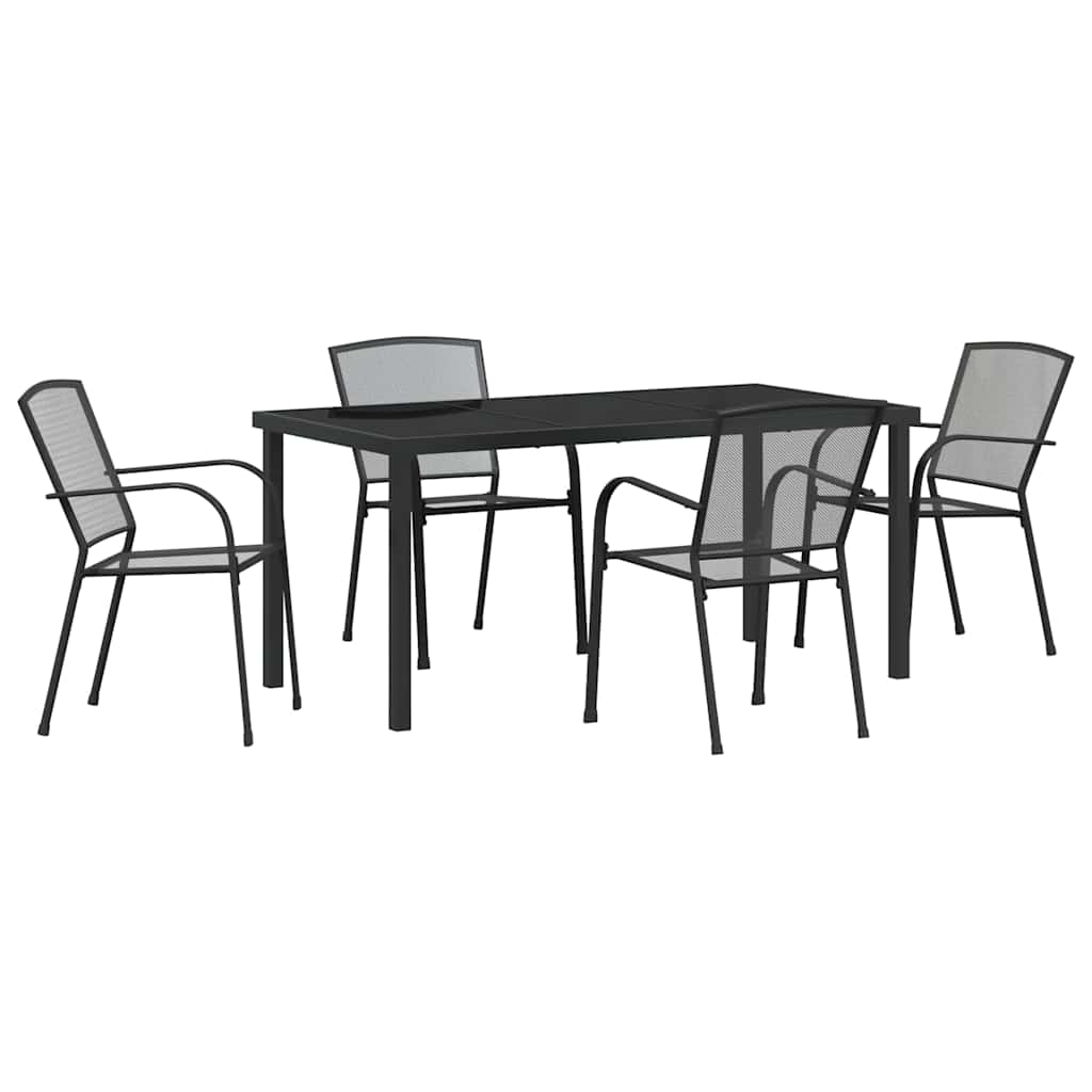 Garten Essgruppe 5 pcs Anthrazit Pulverbeschichteter Stahl