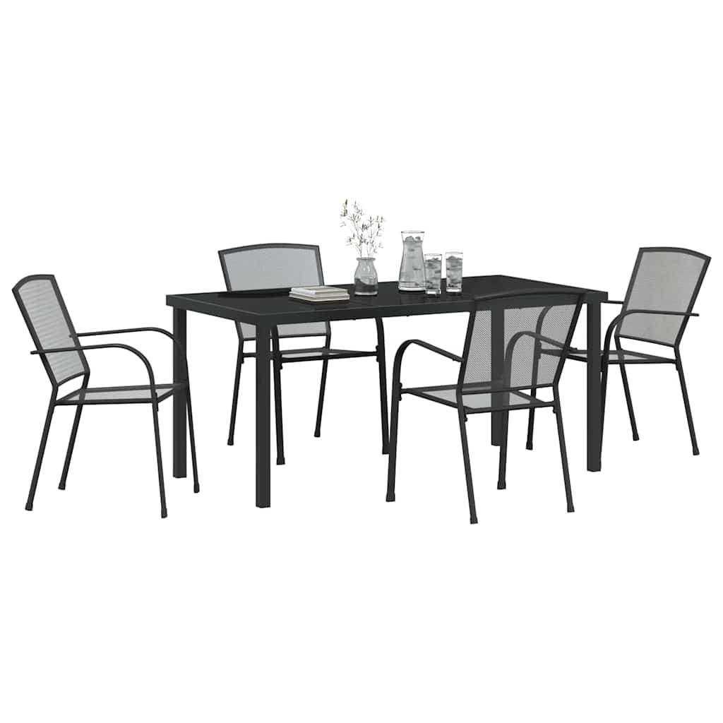 Garten Essgruppe 5 pcs Anthrazit Pulverbeschichteter Stahl