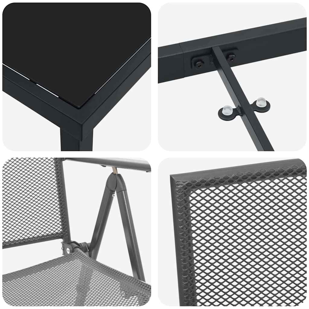 Garten Essgruppe 3 pcs Anthrazit Pulverbeschichteter Stahl