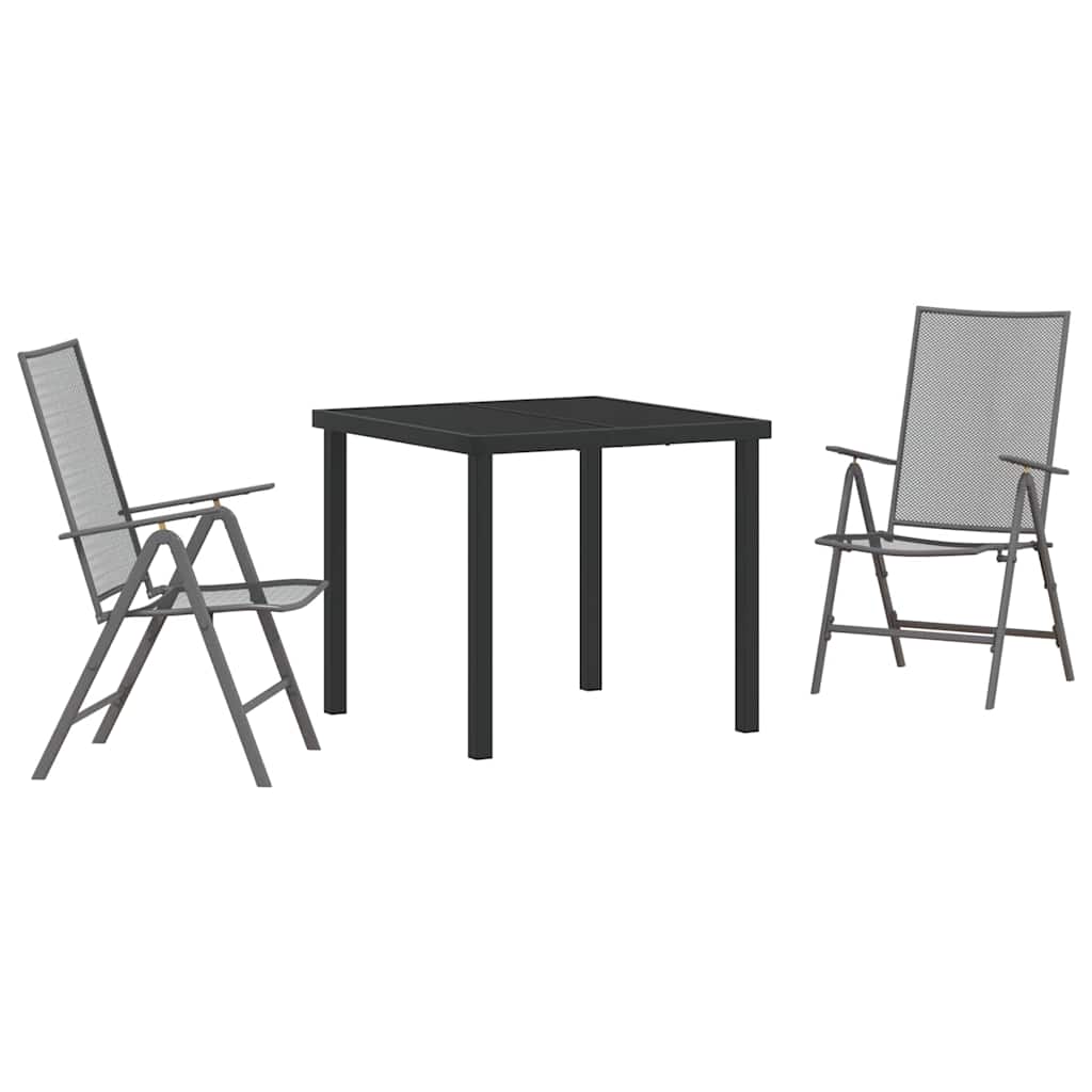 Garten Essgruppe 3 pcs Anthrazit Pulverbeschichteter Stahl