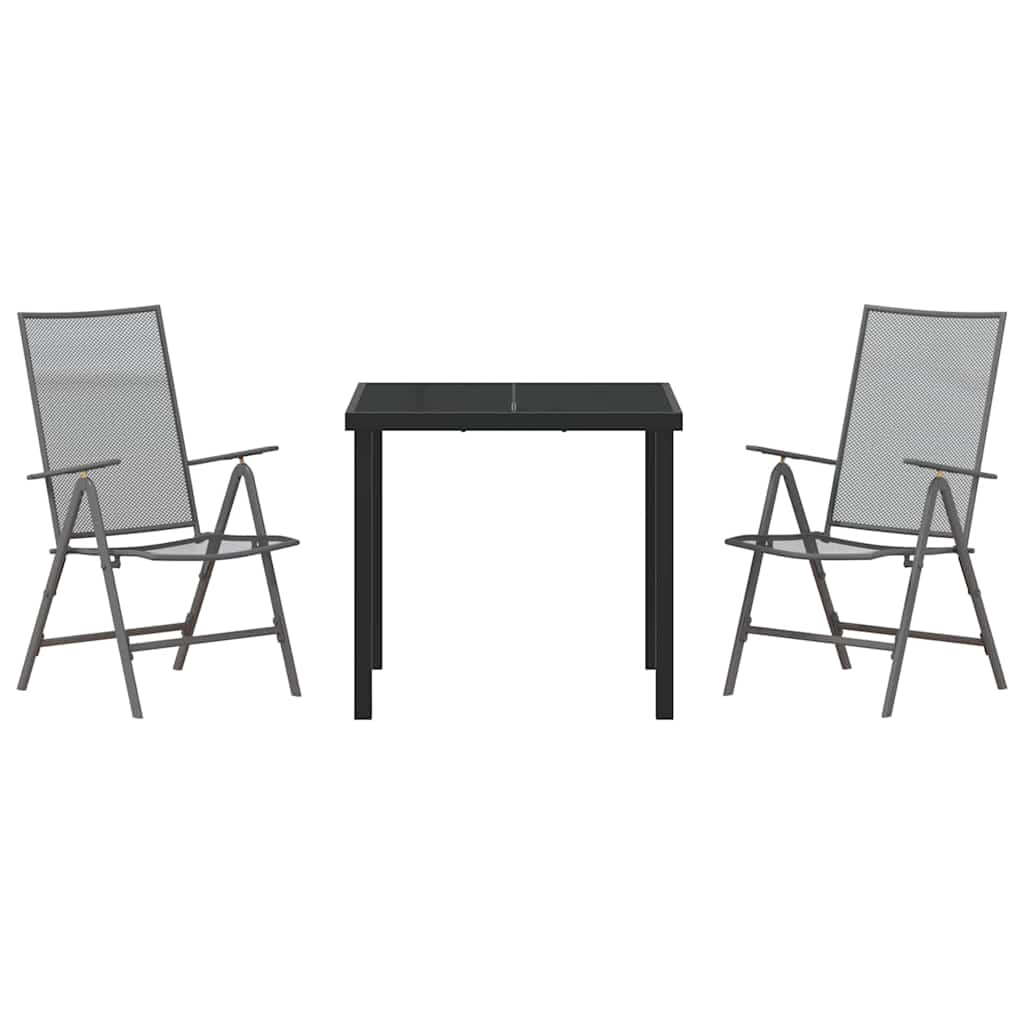 Garten Essgruppe 3 pcs Anthrazit Pulverbeschichteter Stahl