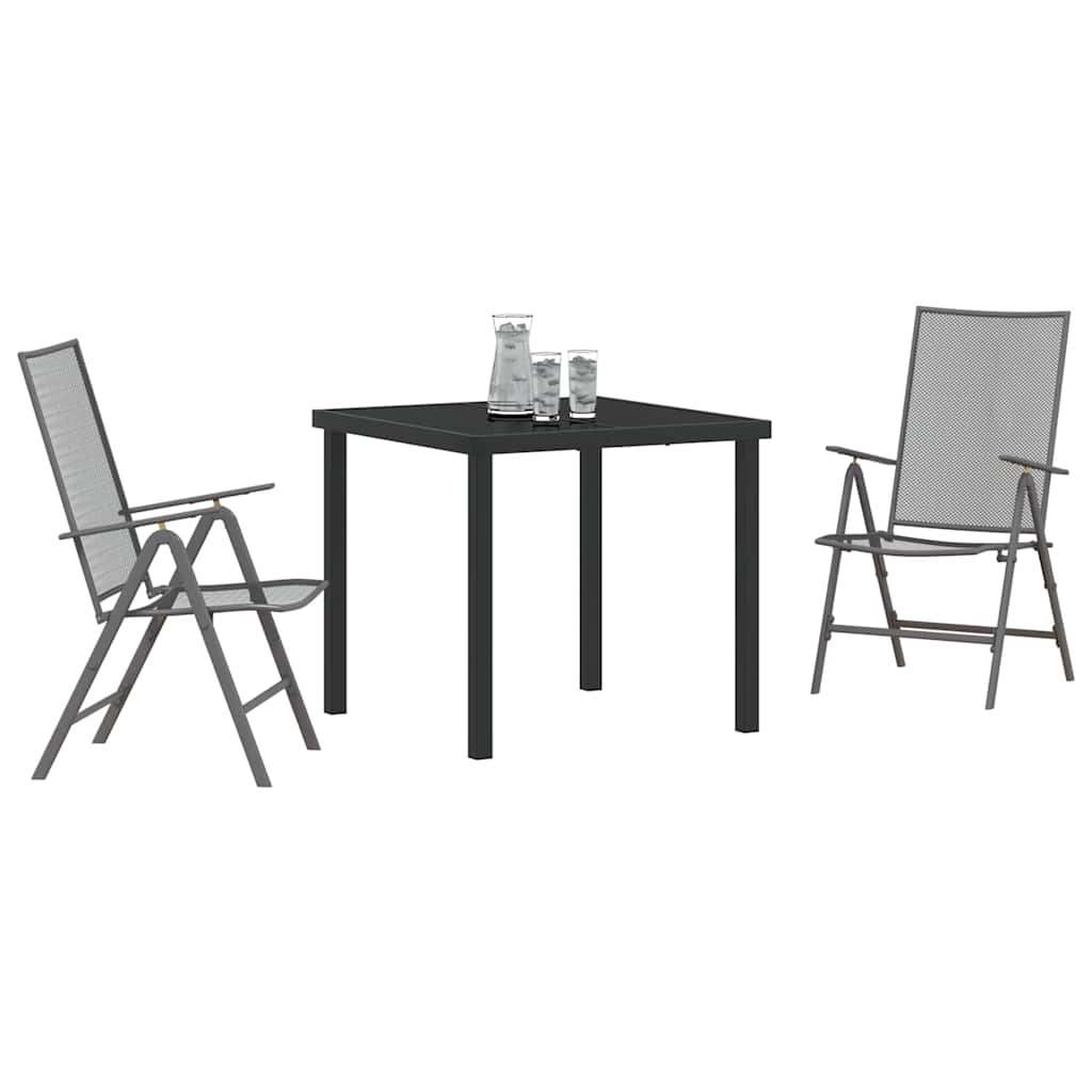 Garten Essgruppe 3 pcs Anthrazit Pulverbeschichteter Stahl