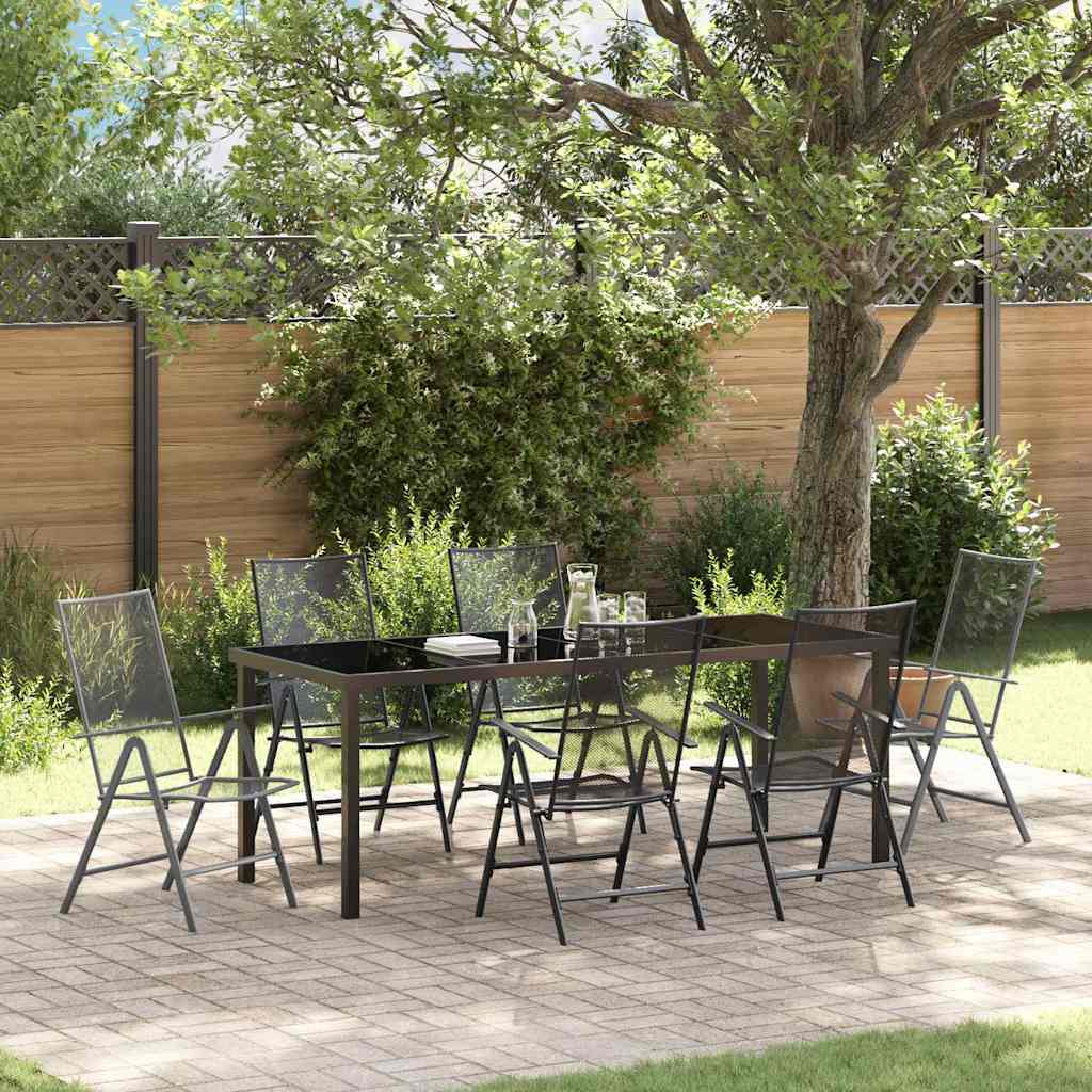 Garten Essgruppe 7 pcs Anthrazit Pulverbeschichteter Stahl