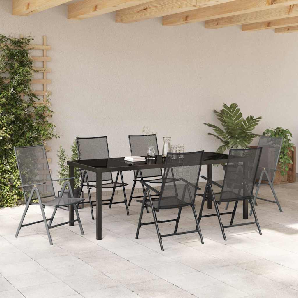 Garten Essgruppe 7 pcs Anthrazit Pulverbeschichteter Stahl