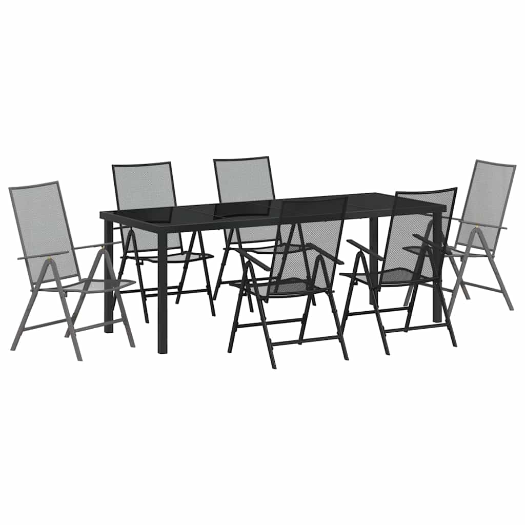 Garten Essgruppe 7 pcs Anthrazit Pulverbeschichteter Stahl