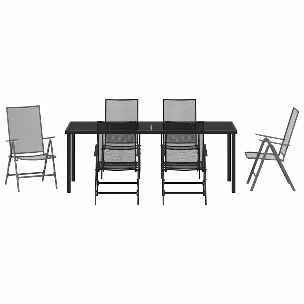 Garten Essgruppe 7 pcs Anthrazit Pulverbeschichteter Stahl