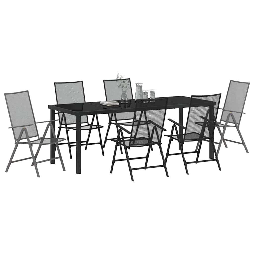 Garten Essgruppe 7 pcs Anthrazit Pulverbeschichteter Stahl