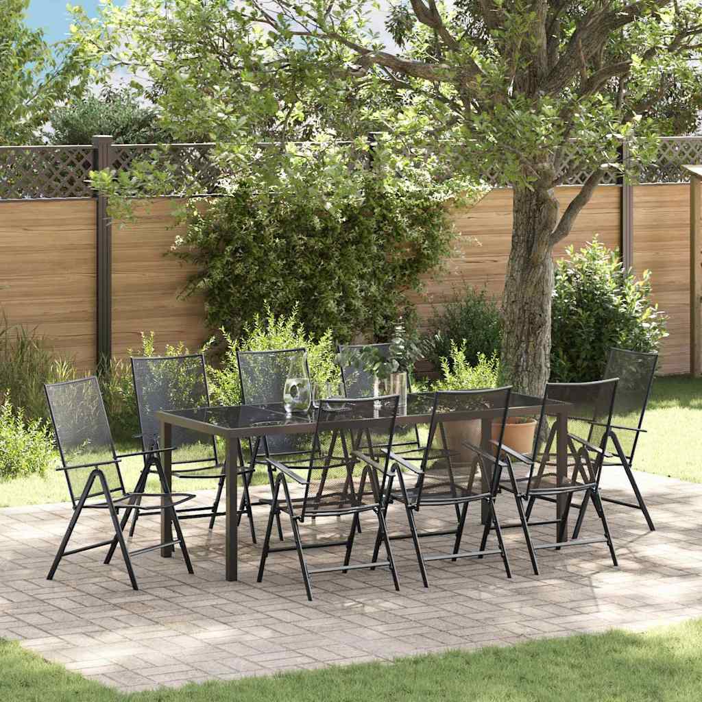 Garten Essgruppe 9 pcs Anthrazit Pulverbeschichteter Stahl