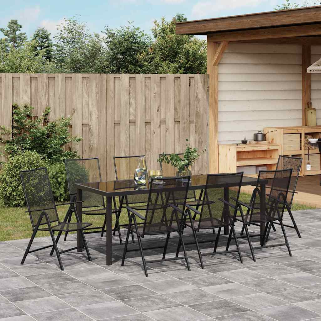 Garten Essgruppe 9 pcs Anthrazit Pulverbeschichteter Stahl