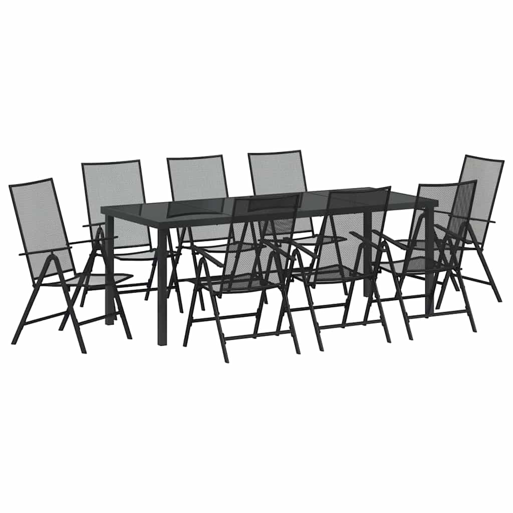 Garten Essgruppe 9 pcs Anthrazit Pulverbeschichteter Stahl