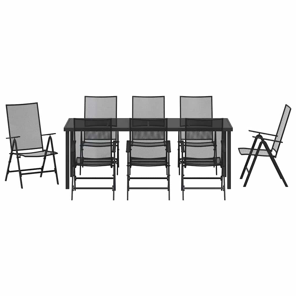 Garten Essgruppe 9 pcs Anthrazit Pulverbeschichteter Stahl