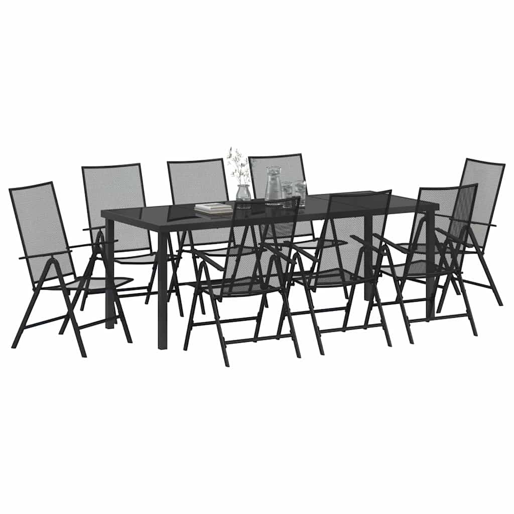 Garten Essgruppe 9 pcs Anthrazit Pulverbeschichteter Stahl