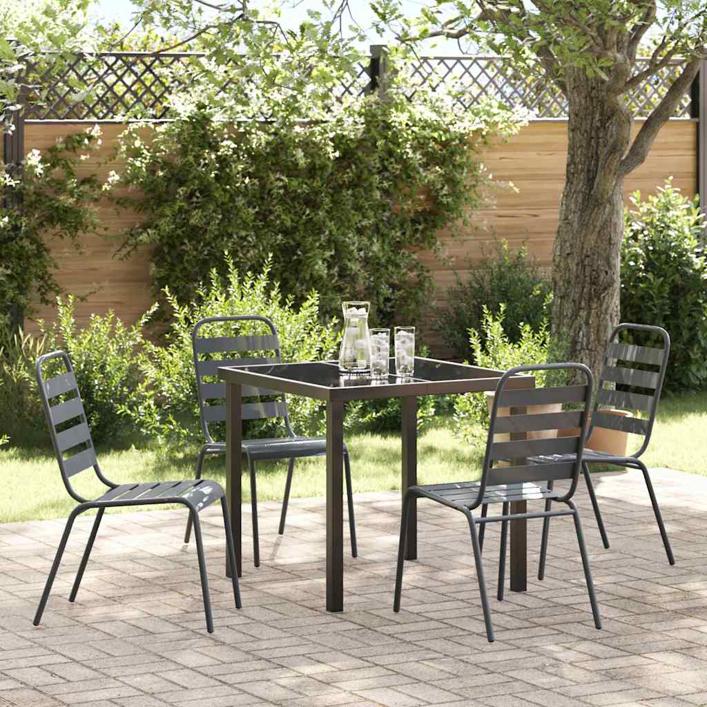 Garten Essgruppe 5 pcs Anthrazit Pulverbeschichteter Stahl